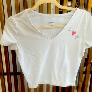 Vintage “I Love ❤️ You” Transfer on Crop Top S